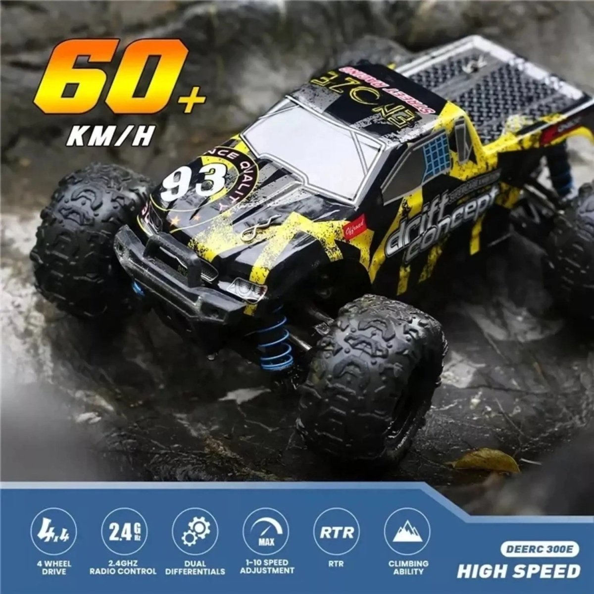 Lightning Speed Racing 1:18 4x4 Brushless Profesyonel RC Araba (60 KM/H) Kırmızı - Roket Oyuncak