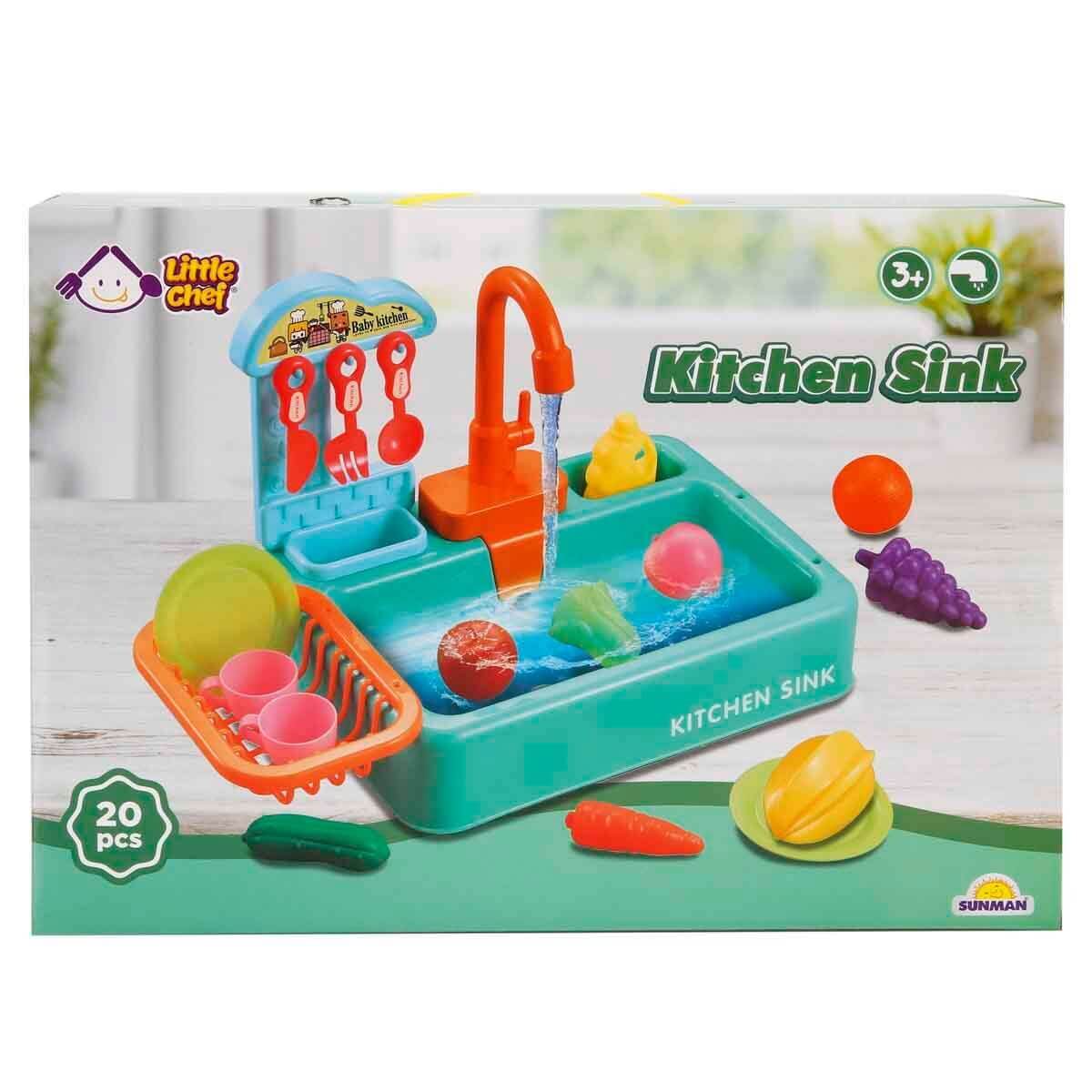 Little Chef Mutfak Lavabosu Oyun Seti 20 Parça Yeşil - Roket Oyuncak