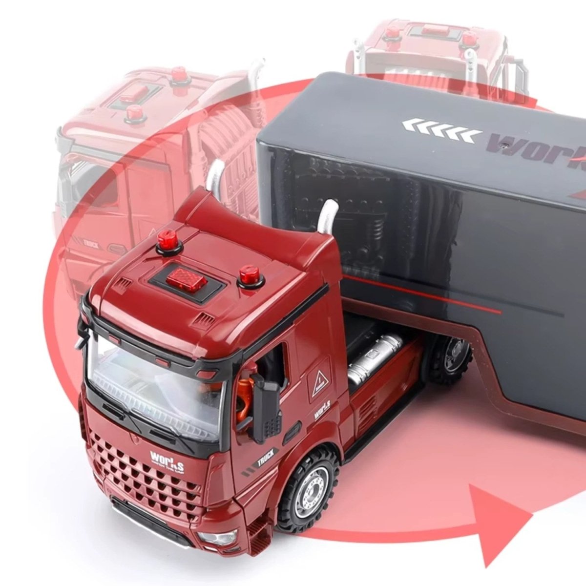Long Vehicle 55 cm Uzaktan Kumandalı Dev Tır: Ayrılabilir Konteyner, Sesli ve Işıklı Fonksiyonel RC Nakliye Kamyonu - Roket Oyuncak