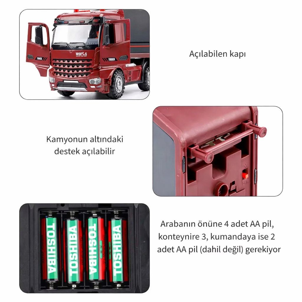 Long Vehicle 55 cm Uzaktan Kumandalı Dev Tır: Ayrılabilir Konteyner, Sesli ve Işıklı Fonksiyonel RC Nakliye Kamyonu - Roket Oyuncak