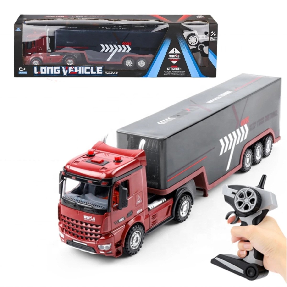 Long Vehicle 55 cm Uzaktan Kumandalı Dev Tır: Ayrılabilir Konteyner, Sesli ve Işıklı Fonksiyonel RC Nakliye Kamyonu - Roket Oyuncak