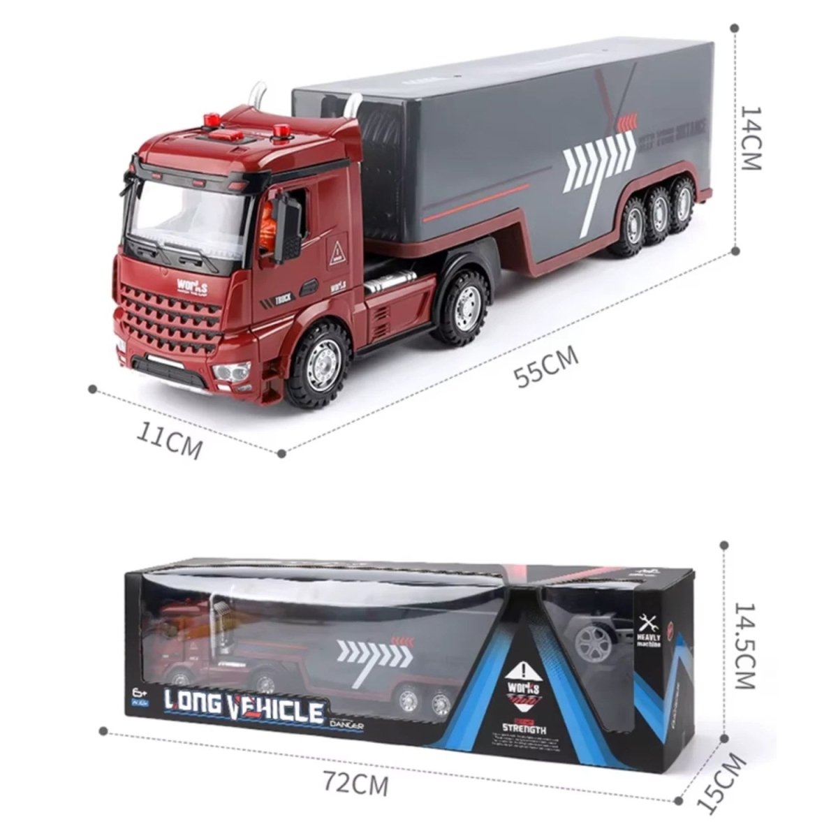 Long Vehicle 55 cm Uzaktan Kumandalı Dev Tır: Ayrılabilir Konteyner, Sesli ve Işıklı Fonksiyonel RC Nakliye Kamyonu - Roket Oyuncak