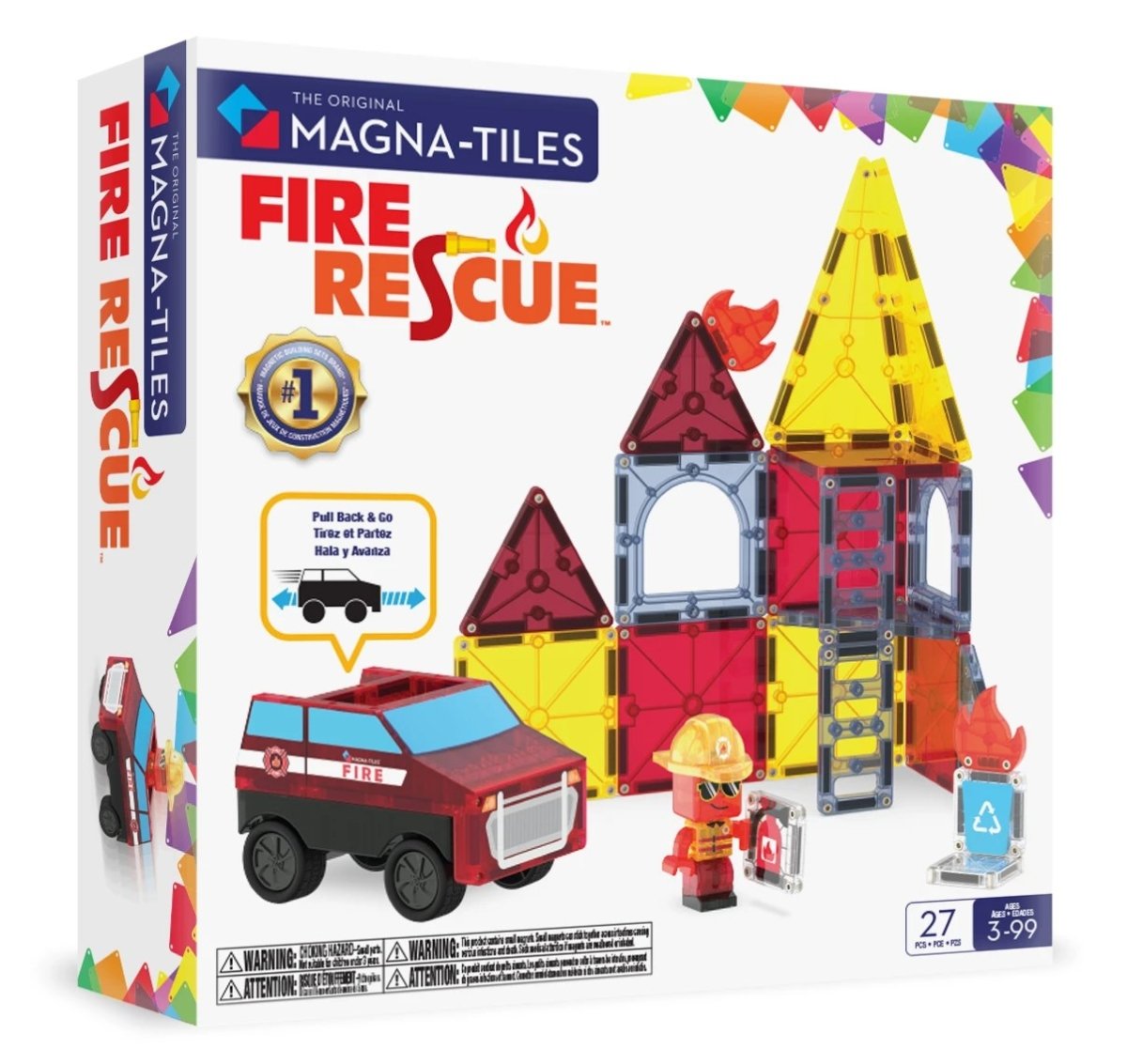 MAGNA-TILES Fire Rescue İtfaiye Manyetik Bloklar 27 Parçalı Çek-Bırak Araçlı ve Aksiyon Figürlü Macera Seti - Roket Oyuncak
