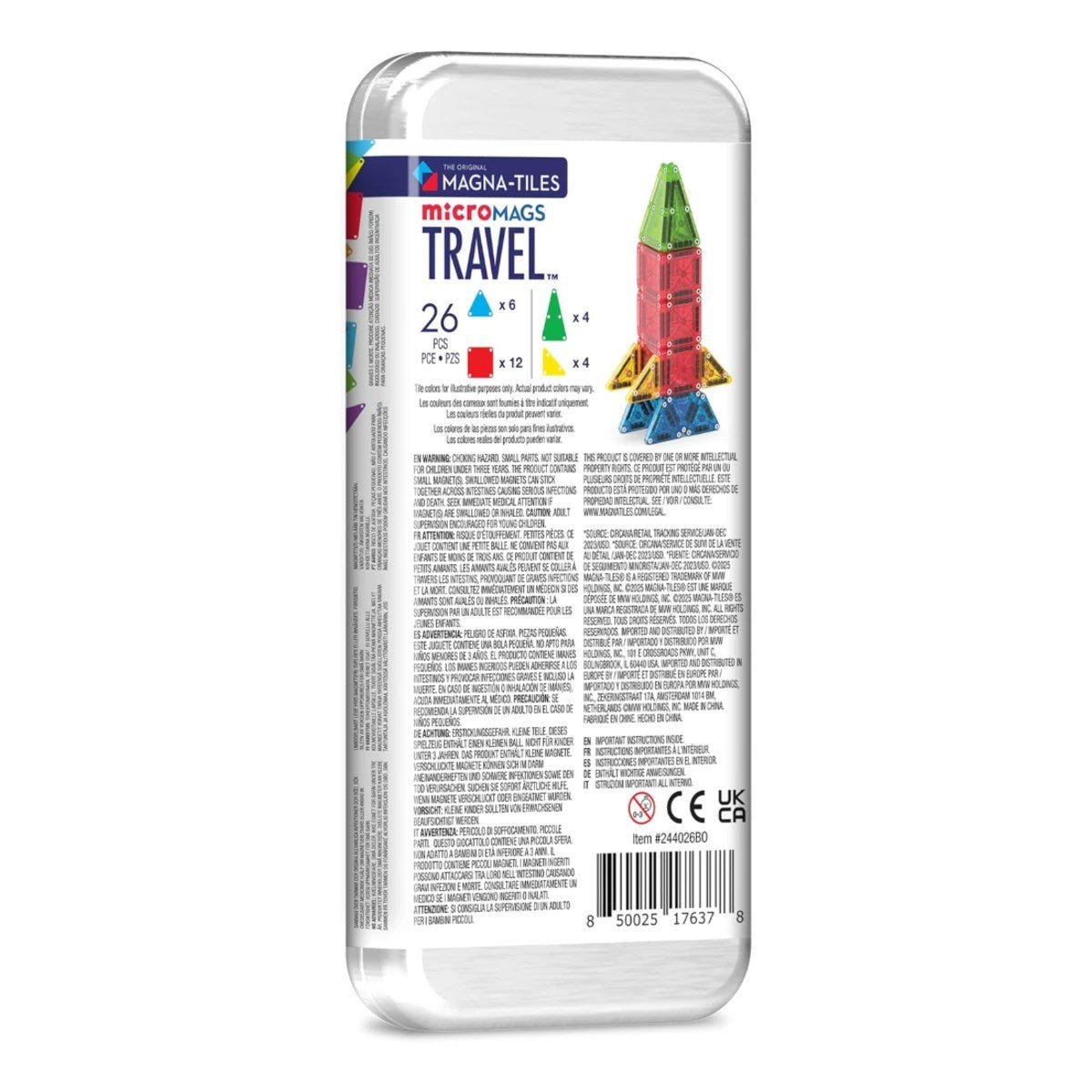 MAGNA-TILES Travel Seyahat Seti Manyetik Bloklar 26 Parçalı microMAGS Taşınabilir Geometrik Yapım Seti - Roket Oyuncak