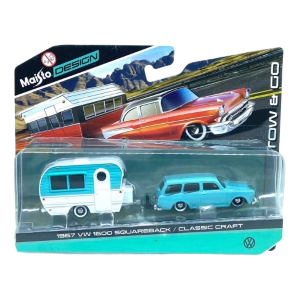 Maisto Design Tow Go 1967 Vw 1600 Squareback & Classic Craft - Roket Oyuncak