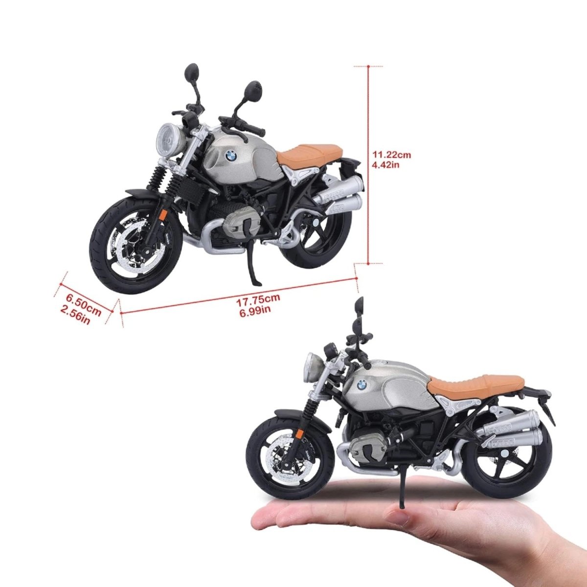 Maisto Special Edition BMW R nineT Scrambler 1:18 Ölçekli, Die - Cast Motosiklet Metal Gövdeli, Detaylı İşçilik ve Sergileme Standlı Koleksiyonluk Model - Roket Oyuncak