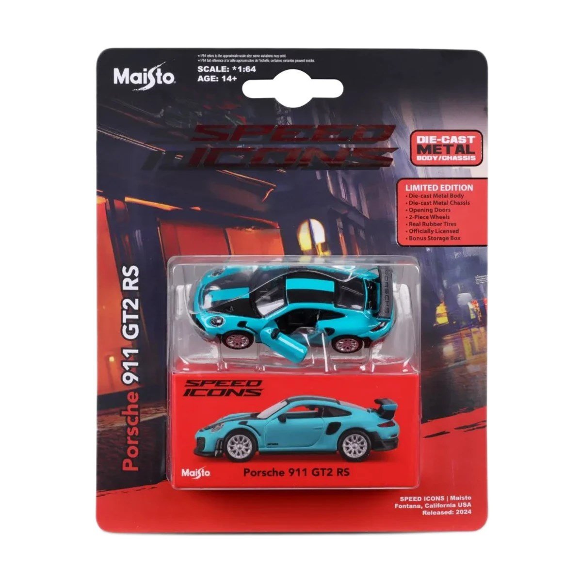Maisto Speed Icons Porsche 911 GT2 RS Miami Mavi - Roket Oyuncak