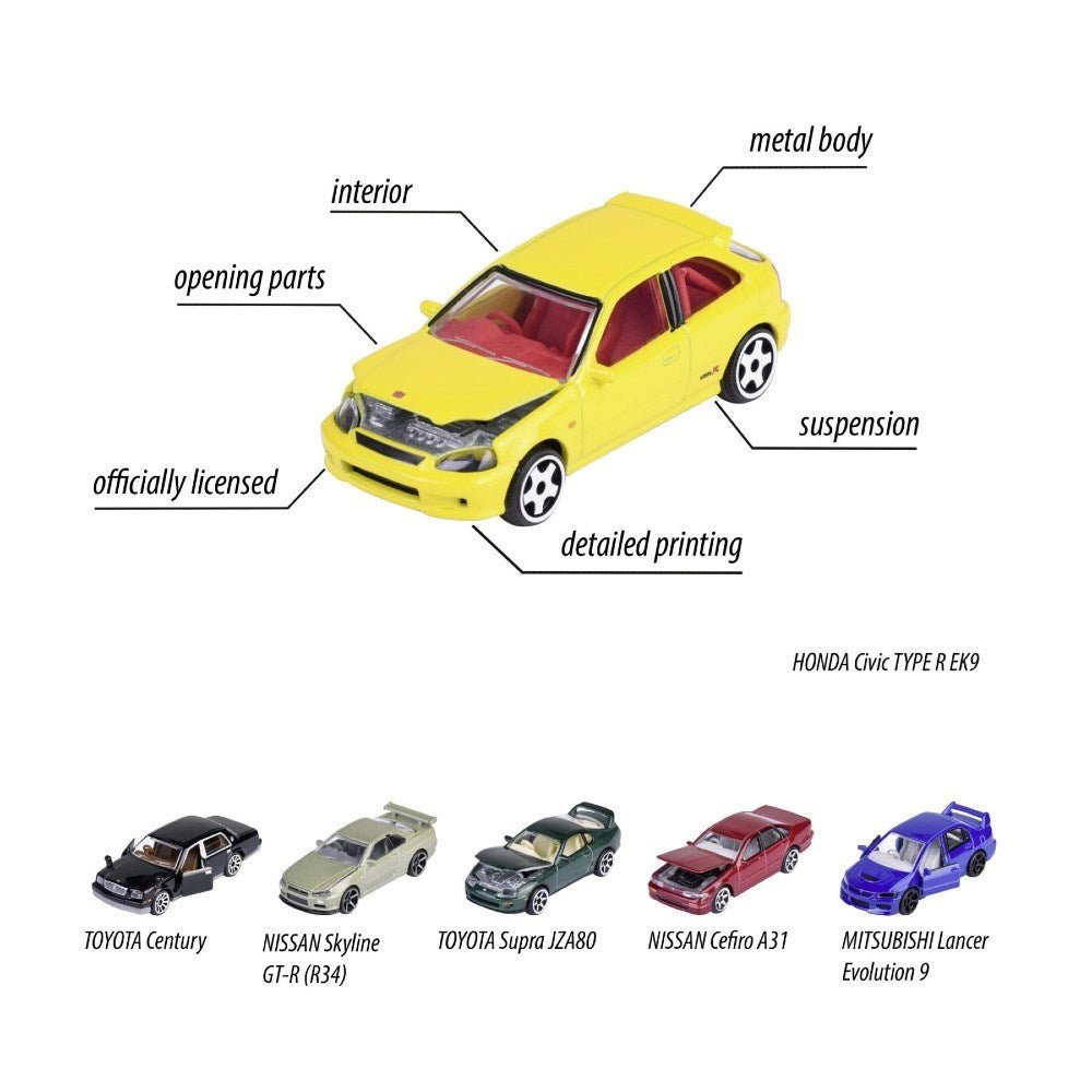 Majorette 1:64 Japan Series Premium Arabalar Nissan Skyline GT - R (R34) Diecast Model Araba 212051029 - Roket Oyuncak