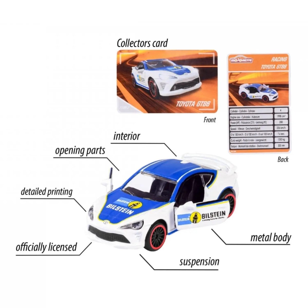 Majorette 1:64 Racing Cars 218D - 2 Toyota GT86 Diecast Model Araba 212084009Q31 - Roket Oyuncak