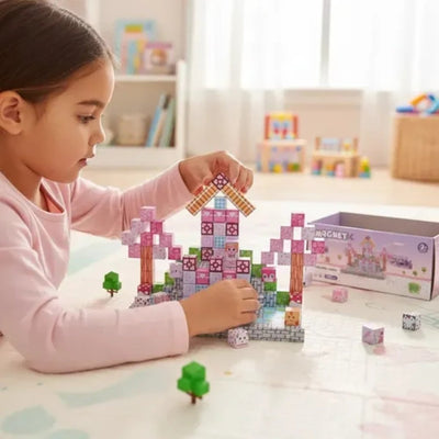 Manyetik Minecraft Tarzı 193 Parça Masal Şatosu Yapı Blok Seti - Roket Oyuncak