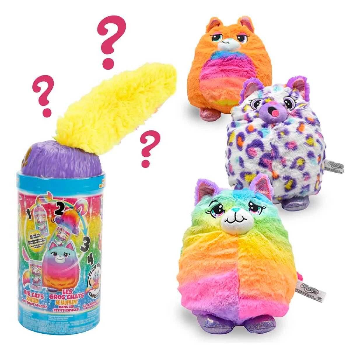 Misfittens Sürpriz Peluş S4 Mor Kapak Gökkuşağı Renkli ve Sürpriz Paket pofuduk Kedi Serisi - Roket Oyuncak