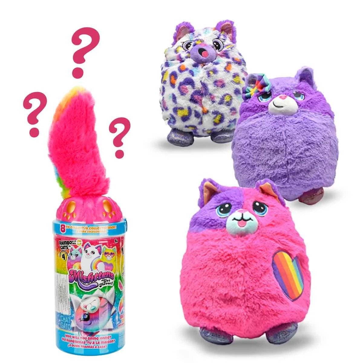 Misfittens Sürpriz Peluş S4 Pembe Kapak Gökkuşağı Renkli ve Sürpriz Paket pofuduk Kedi Serisi - Roket Oyuncak