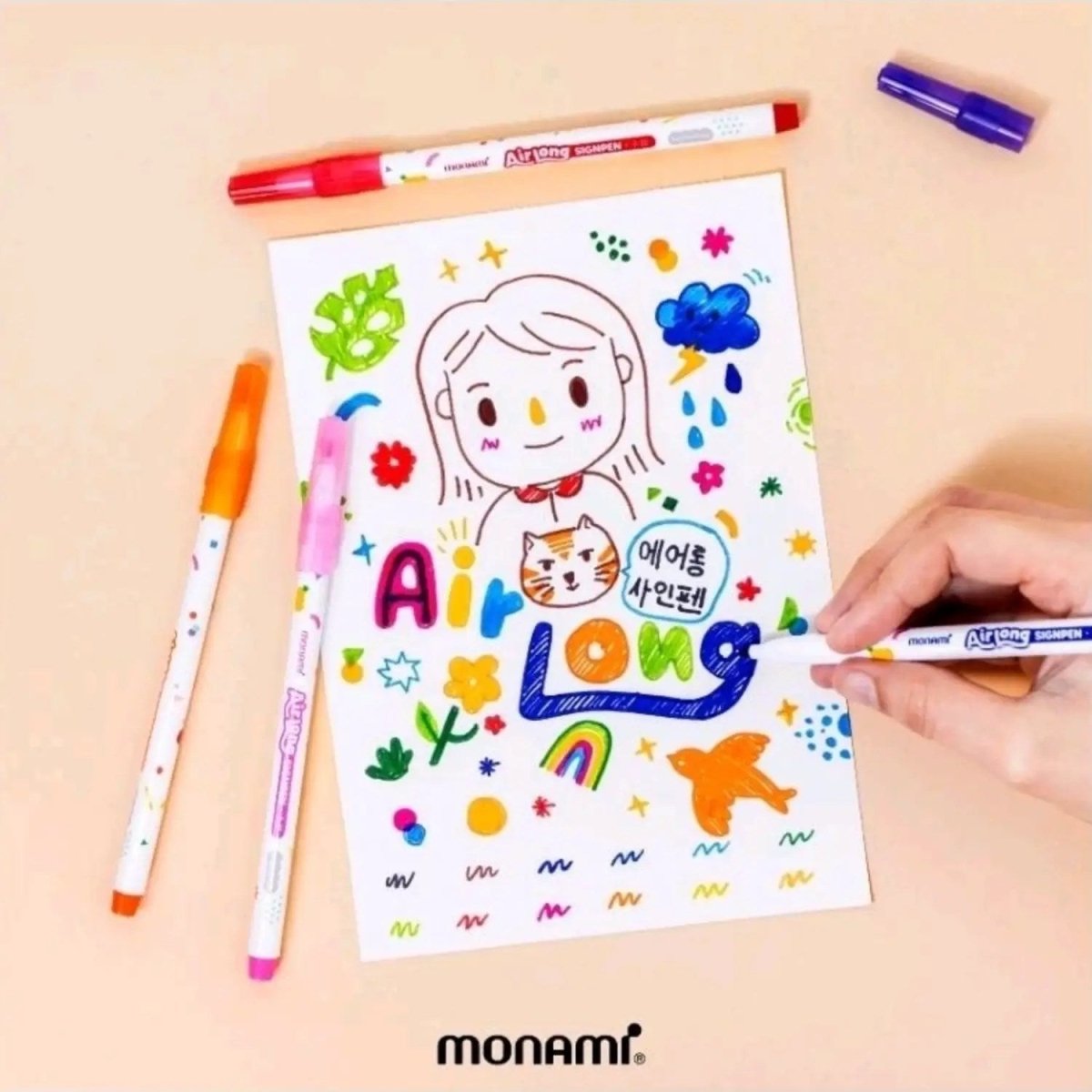 Monami Airlong Kurumayan Keçeli Kalem Seti 12 Renk - Roket Oyuncak