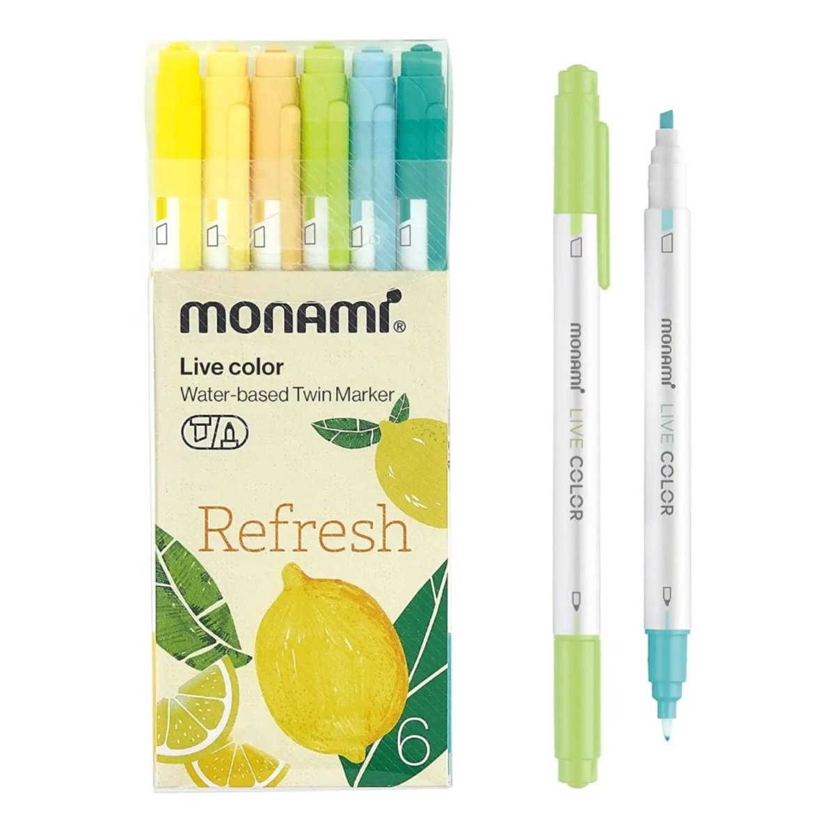 Monami Live Color Twin Marker Çizim Kalemi 6'lı Refresh - Roket Oyuncak