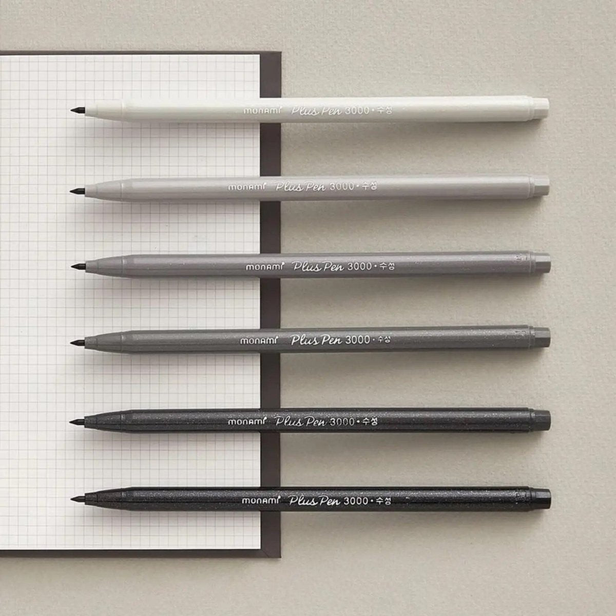 Monami Plus Pen 3000 Pigment Fineliner Çizim Kalemi 6'lı Set Gri Tonlar - Roket Oyuncak