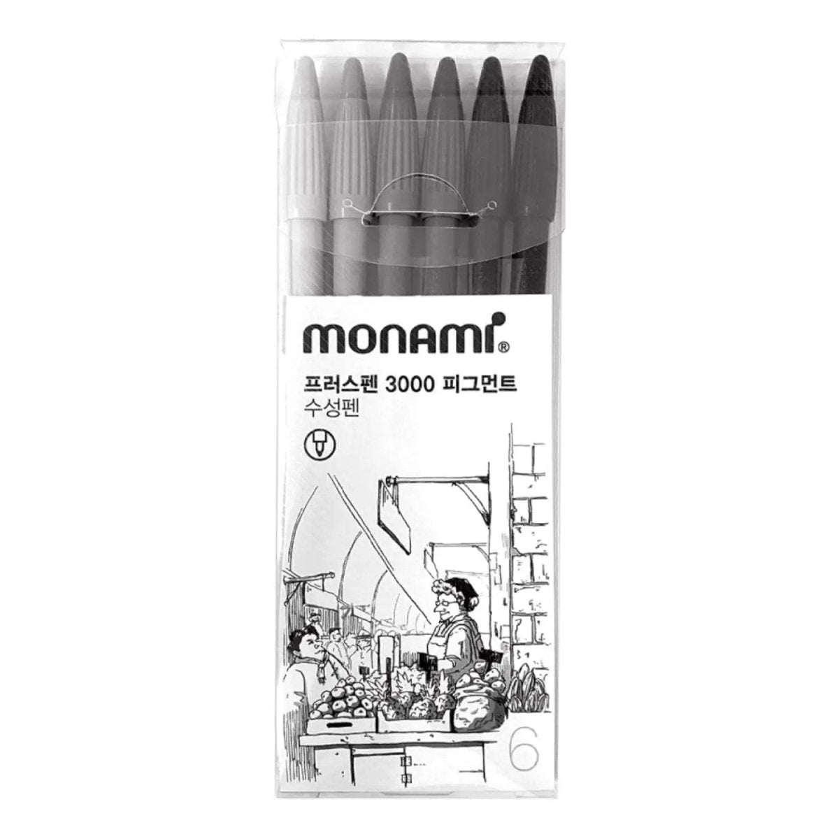 Monami Plus Pen 3000 Pigment Fineliner Çizim Kalemi 6'lı Set Gri Tonlar - Roket Oyuncak