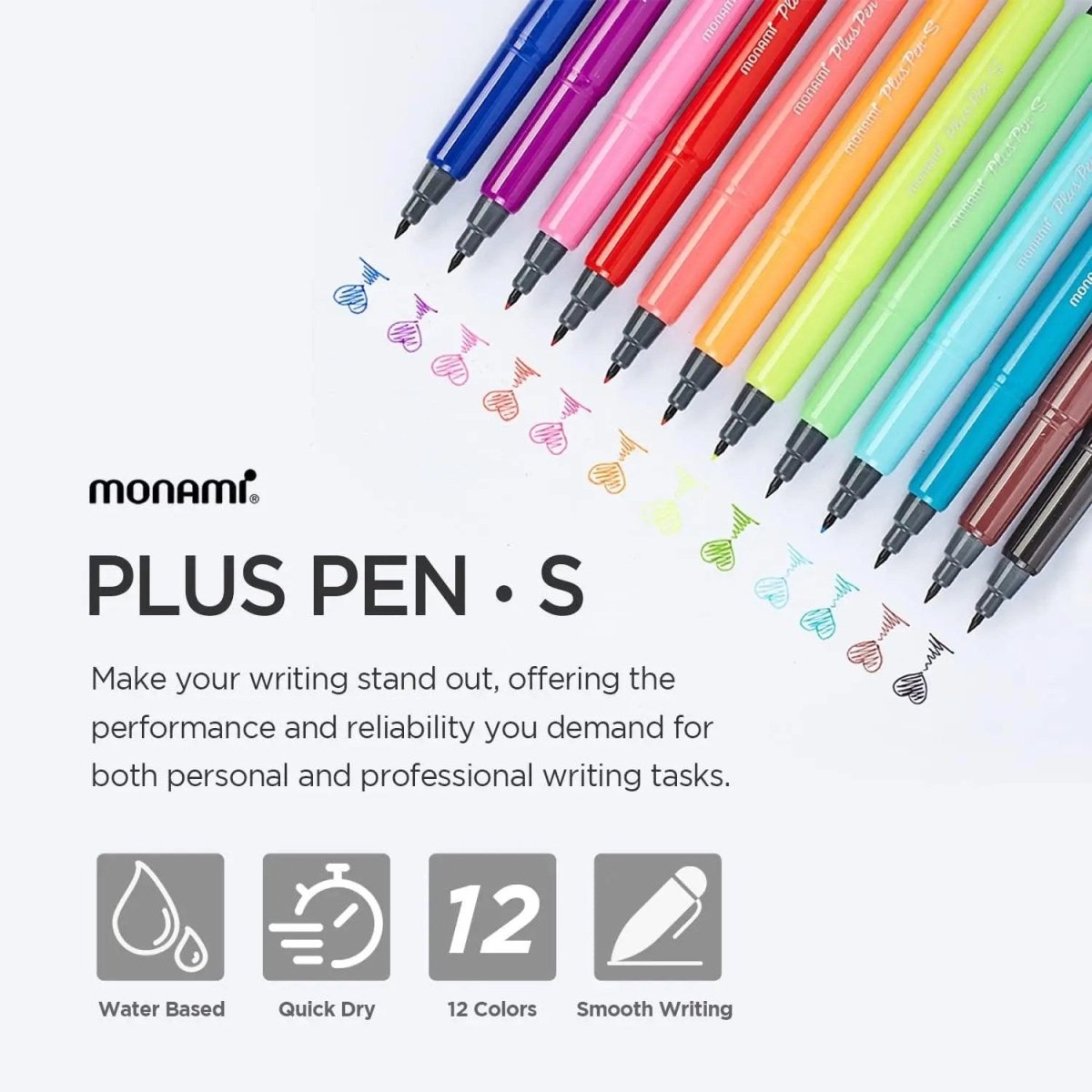 Monami Plus Pen S 12 Renk İnce Uç Keçeli Kalem Seti - Roket Oyuncak