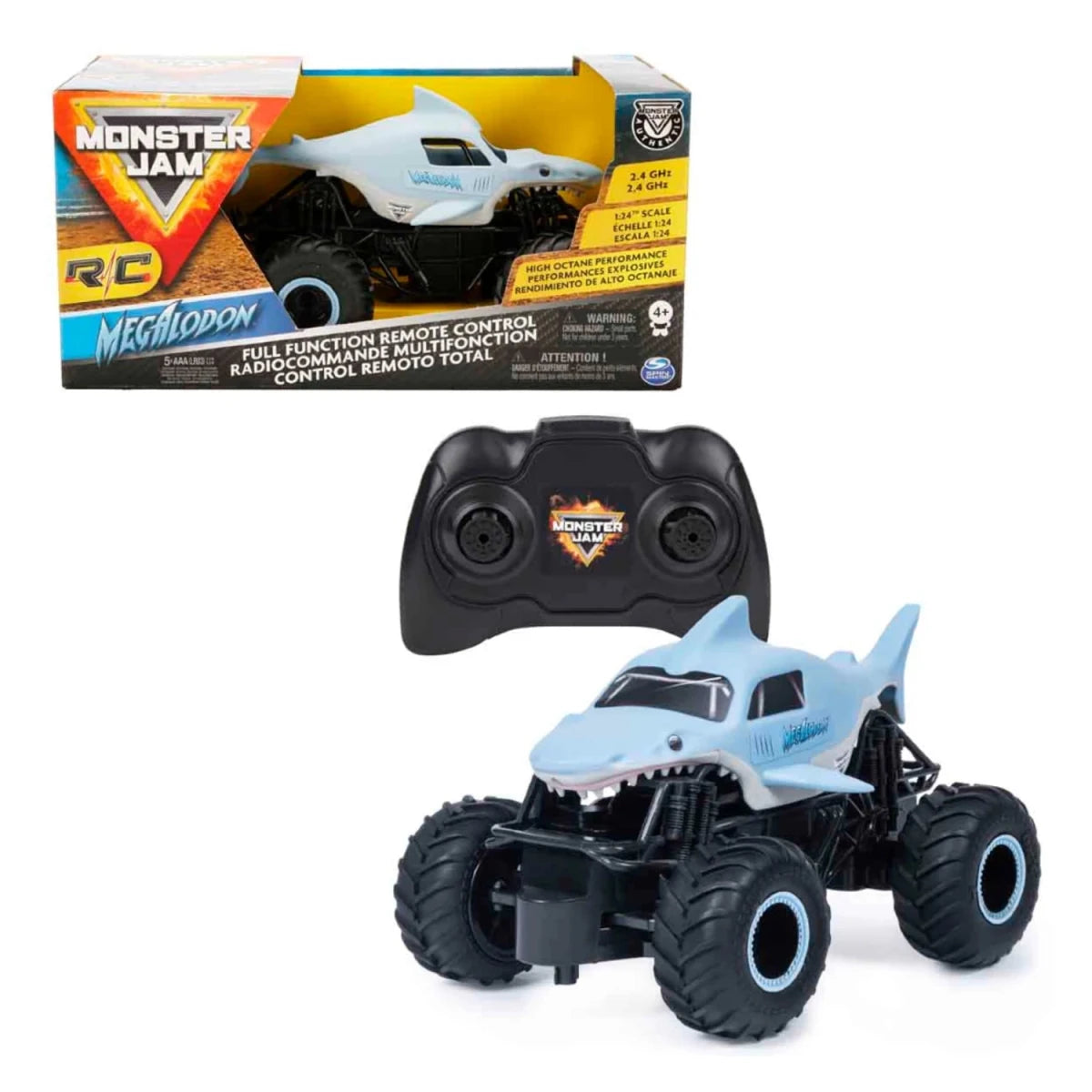 Monster Jam Megalodon Uzaktan Kumandalı Araba 1:24 Ölçekli, 360 Derece Dönüş Özellikli ve Yüksek Yol Tutuşlu RC Canavar Kamyon - Roket Oyuncak