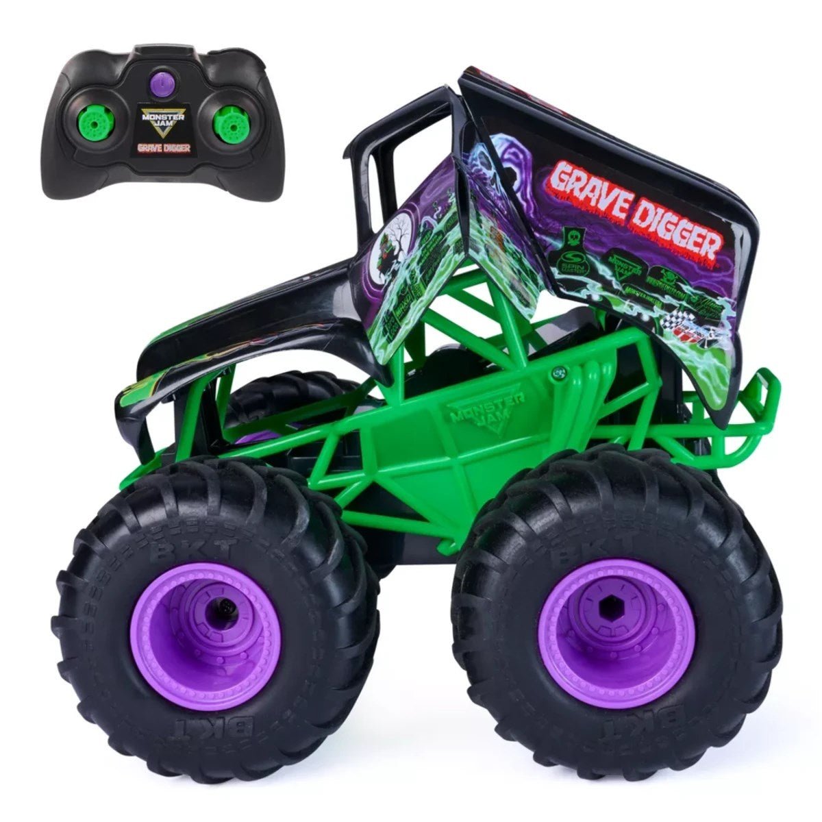 Monster Jam Smash 'n Bash Grave Digger Uzaktan Kumandalı Canavar Kamyon 1:15 Ölçekli, Çarpışmada Deforme Olan ve Otomatik Onarılan Şarjlı RC Kamyon - Roket Oyuncak