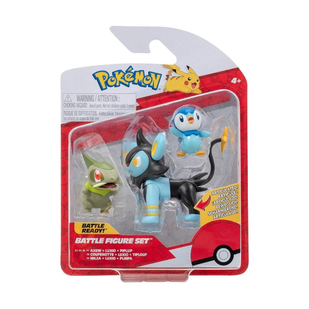 Pokemon Battle 3'lü Figür Axew & Luxio & Piplup PKW3043 - Roket Oyuncak