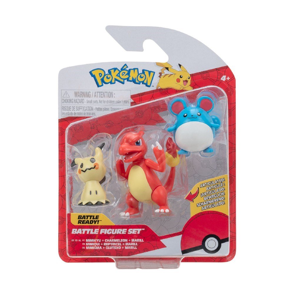 Pokemon Battle 3'lü Figür Mimikyu & Charmeleon & Marill PKW3046 - Roket Oyuncak