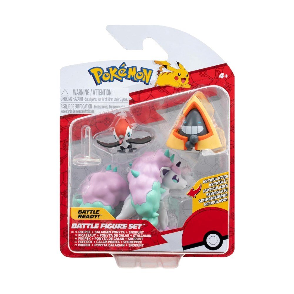 Pokemon Battle 3'lü Figür Pikipek & Galarian Ponyta & Snorunt PKW3053 - Roket Oyuncak