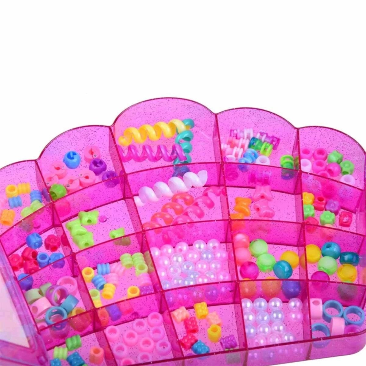 Pretty Pinky Boncuklu Saç Tasarım Seti: Pratik Boncuk Takma Aletli, Renkli Boncuklu ve Organizerli Komple Stil ve Güzellik Seti - Roket Oyuncak
