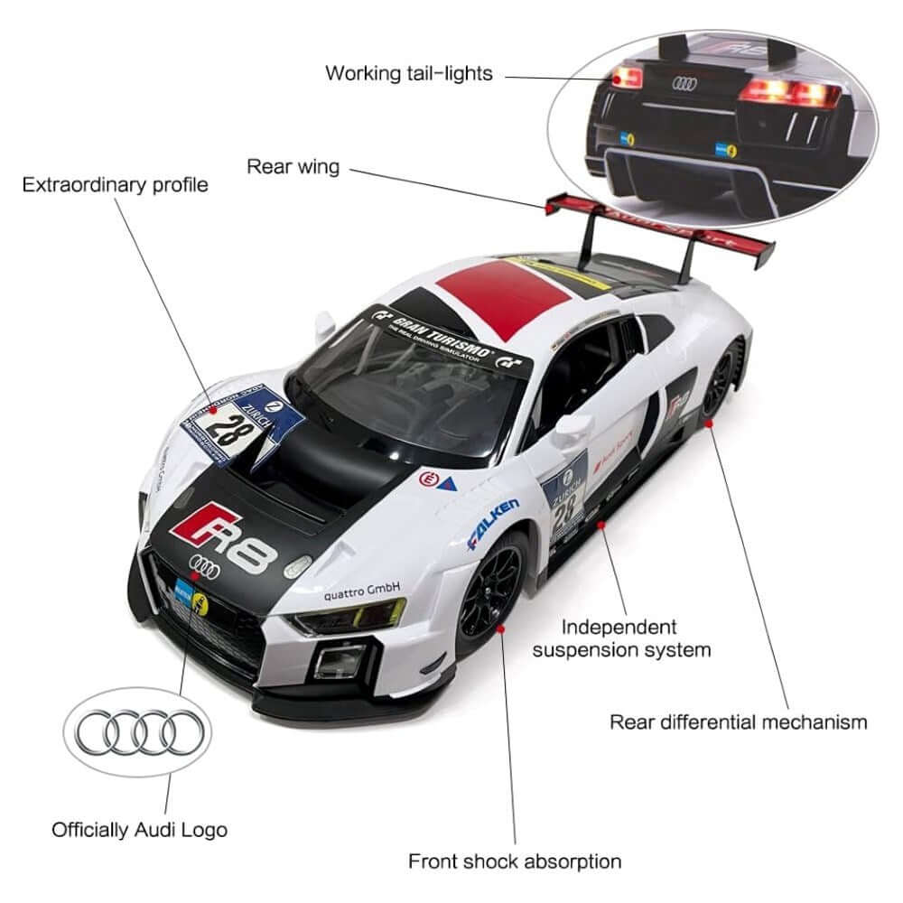 Rastar 1:14 Audi R8 LMS Uzaktan Kumandalı Araba Işıklı Beyaz - Roket Oyuncak