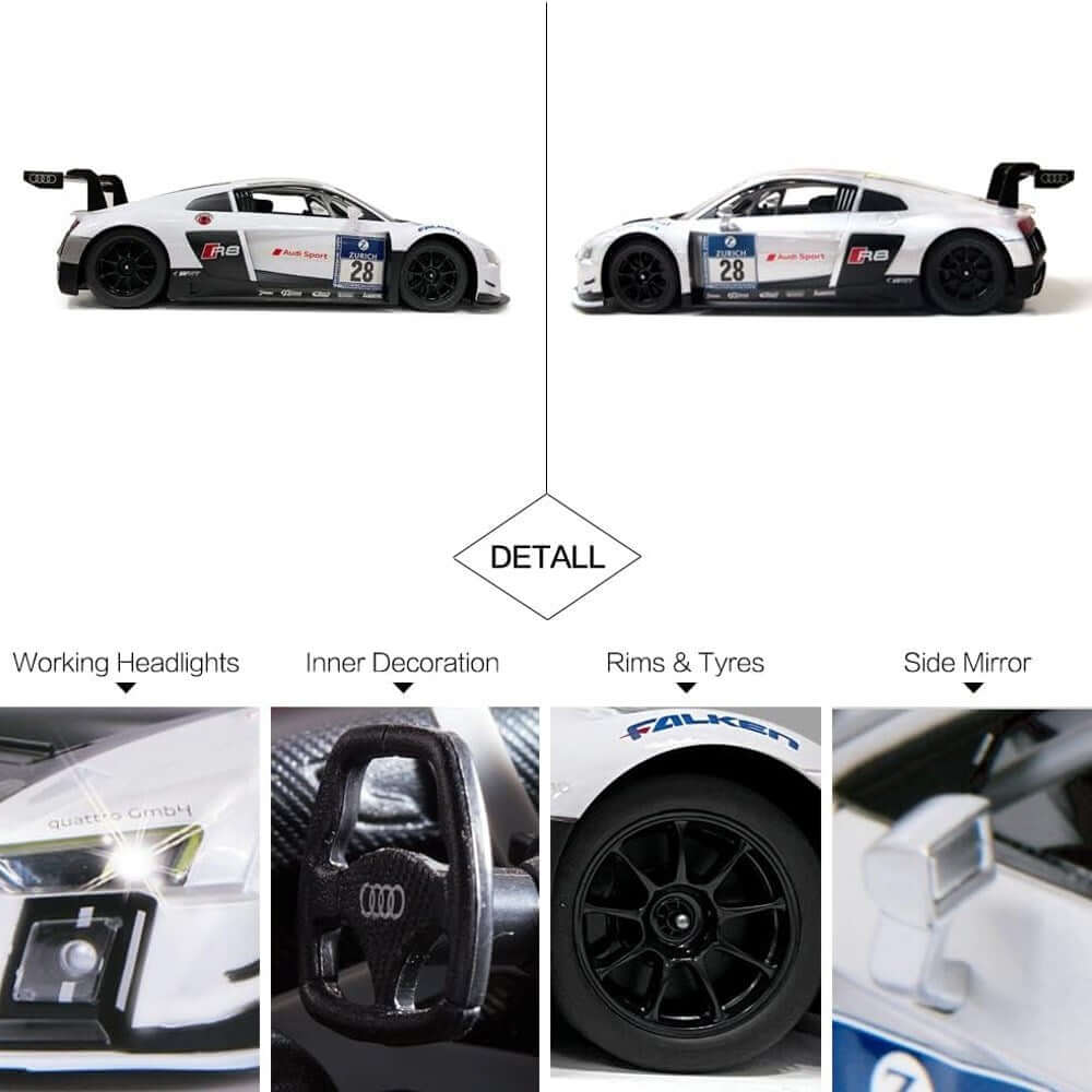 Rastar 1:14 Audi R8 LMS Uzaktan Kumandalı Araba Işıklı Beyaz - Roket Oyuncak
