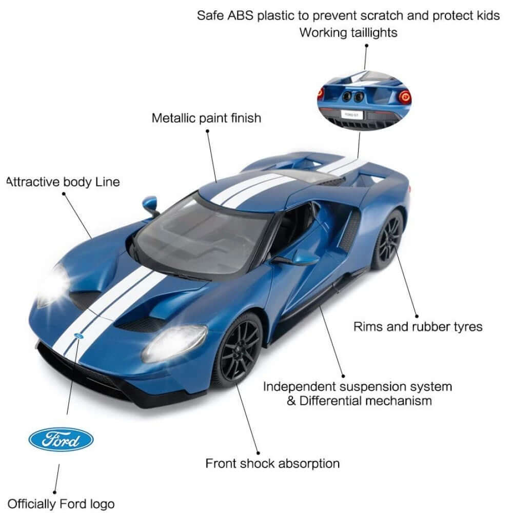 Rastar 1:14 Ford GT Uzaktan Kumandalı Araba Işıklı Mavi - Roket Oyuncak