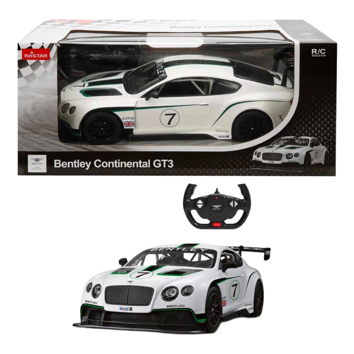 Rastar Bentley Continental GT3 1:14 Ölçekli, 34 cm Boyutunda, Hareketli Farlı ve 2.4 GHz Full Fonksiyon Uzaktan Kumandalı Lisanslı Yarış Arabası - Roket Oyuncak