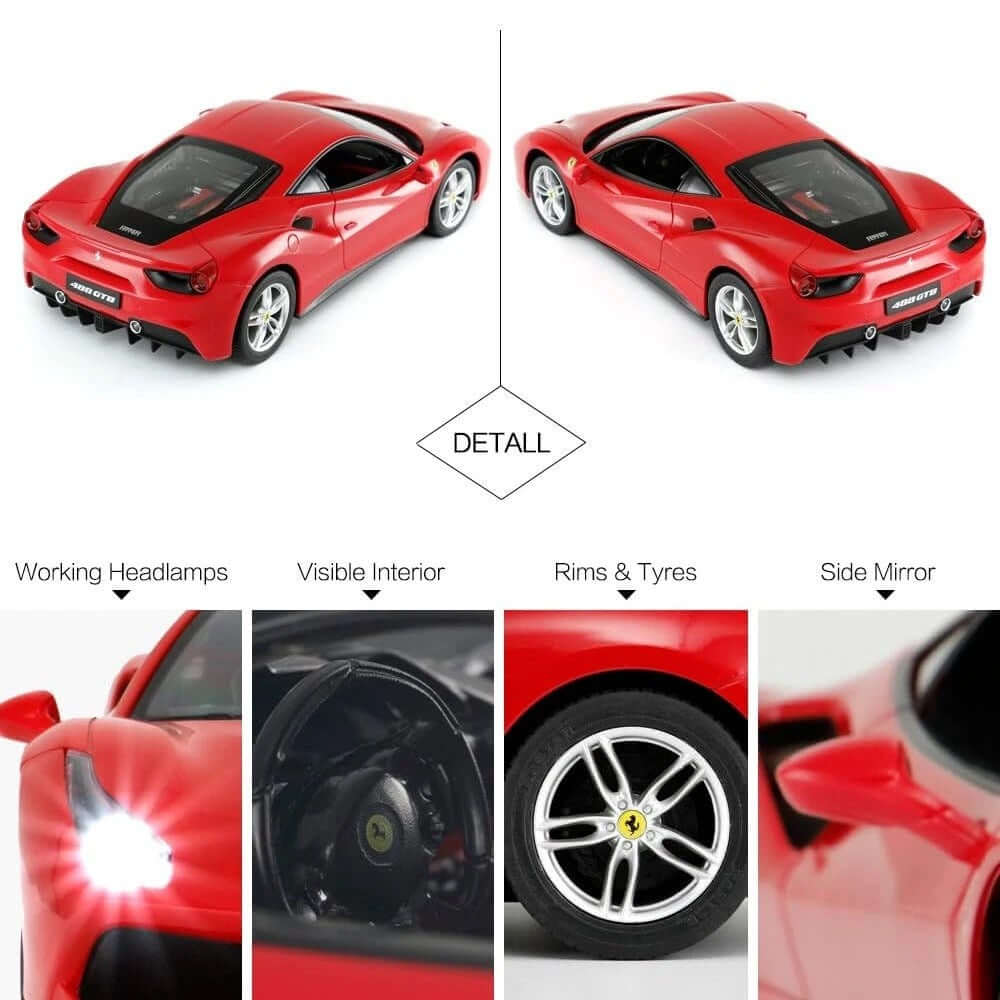 Rastar Ferrari 488 GTB Işıklı Uzaktan Kumandalı Araba Kırmızı - Roket Oyuncak