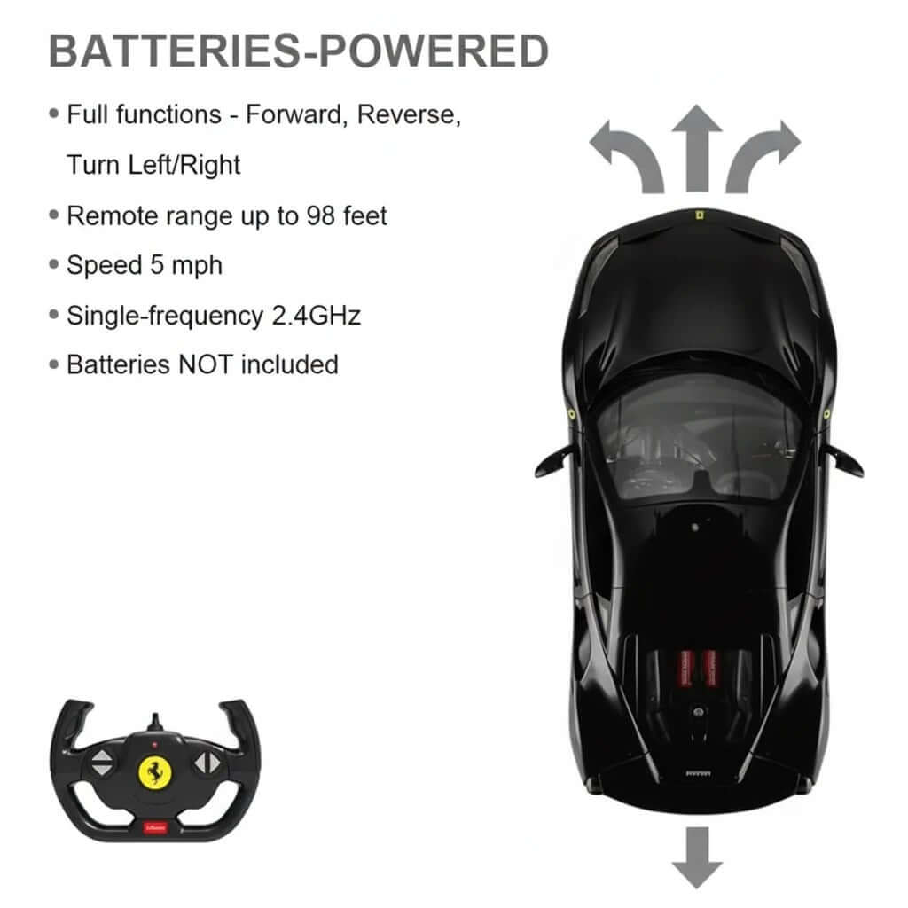 Rastar Ferrari 488 GTB Işıklı Uzaktan Kumandalı Araba Siyah - Roket Oyuncak