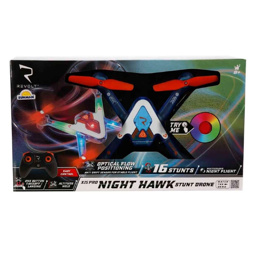 Revolt Işıklı USB Şarjlı Uzaktan Kumandalı Night Hawk Stunt Drone - Roket Oyuncak