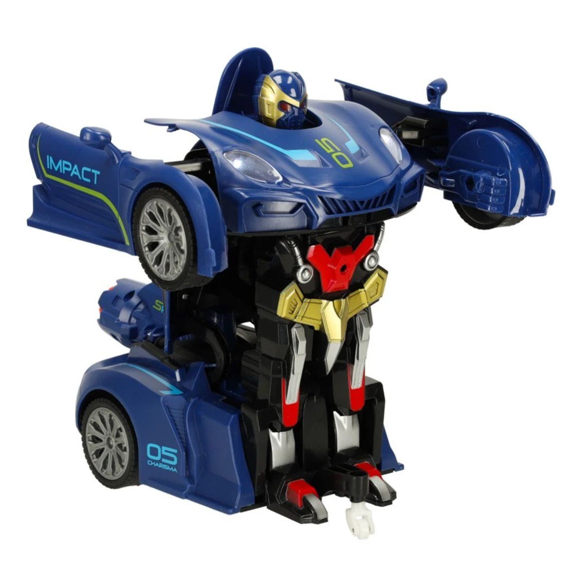 Revolt Transforming Robot Racer Uzaktan Kumandalı Sesli ve Işıklı Robotlar Mavi Robot - Roket Oyuncak
