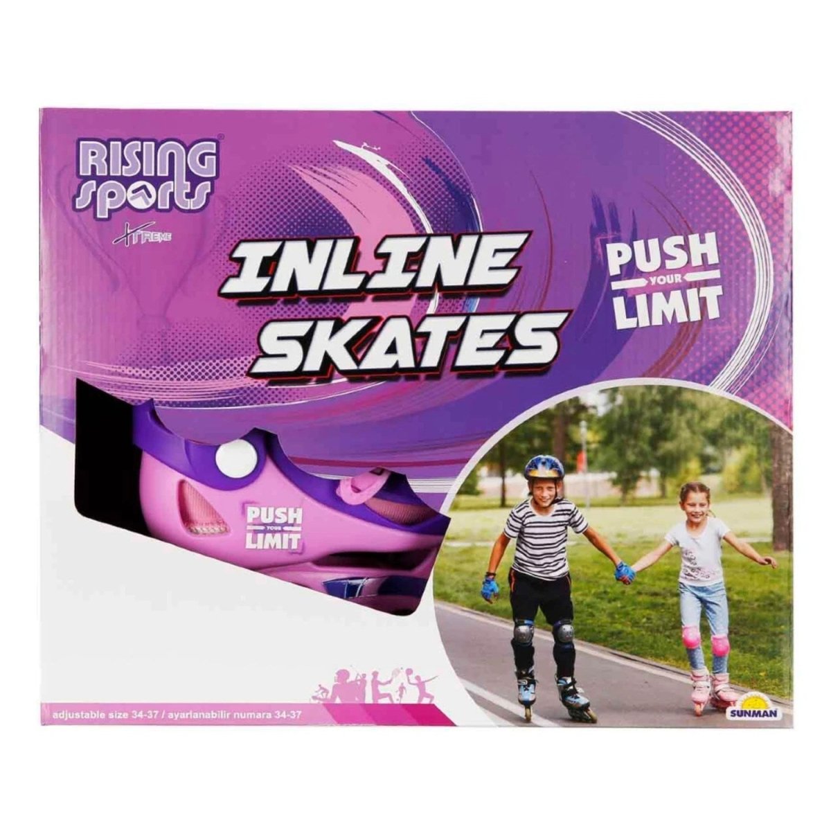Rising Sports Inline 4 Teker Paten Pembe Renkli, 34 - 37 Numara Ayarlanabilir, Ergonomik Tasarımlı ve Yüksek Performanslı Çocuk Pateni - Roket Oyuncak