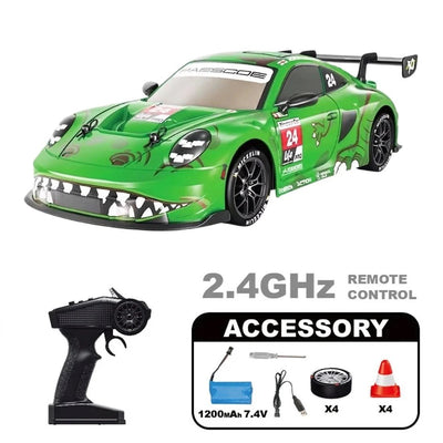 SDX 1:12 4WD Uzaktan Kumandalı Drift Arabası 30 Km/H Işıklı ve Şarjlı 2.4 GHz RC Araba Yeşil Model - Roket Oyuncak