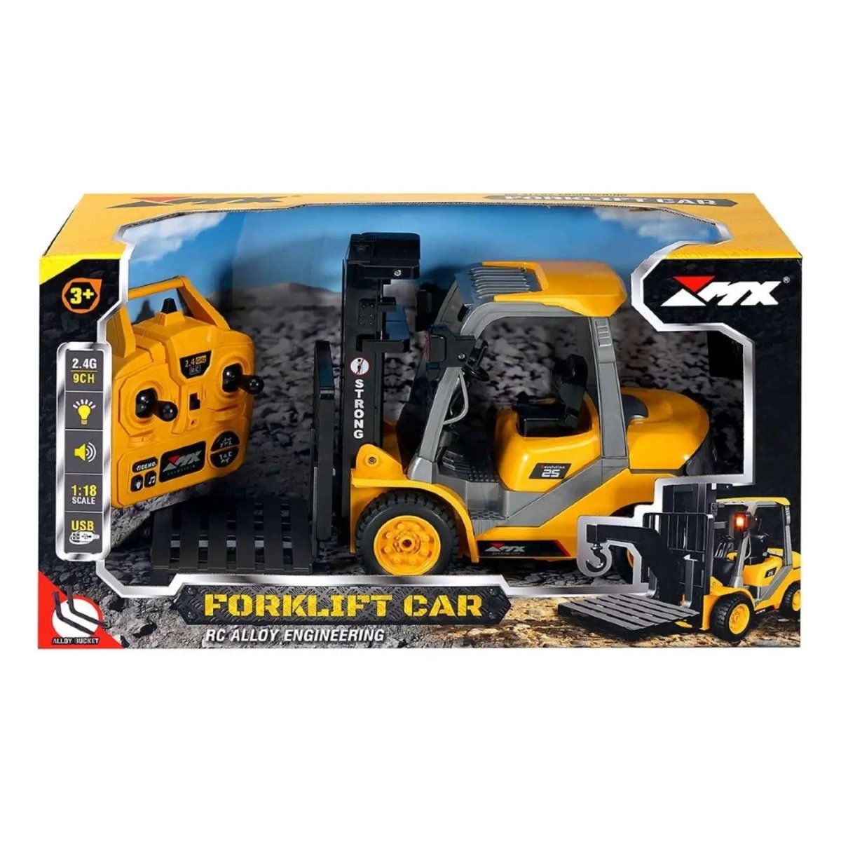 Uzaktan Kumandalı Forklift 2.4 Ghz 9 Kanal Işıklı ve Sesli USB Şarjlı Full Fonksiyon 33 Cm - Roket Oyuncak