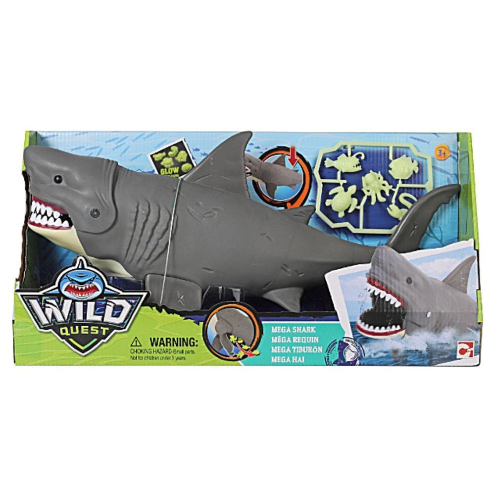 Wild Quest Dev Köpekbalığı Seti 40 cm Boyunda, Isırma Mekanizmalı, Yutma Özellikli ve Karanlıkta Parlayan Deniz Canlıları Oyun Seti - Roket Oyuncak
