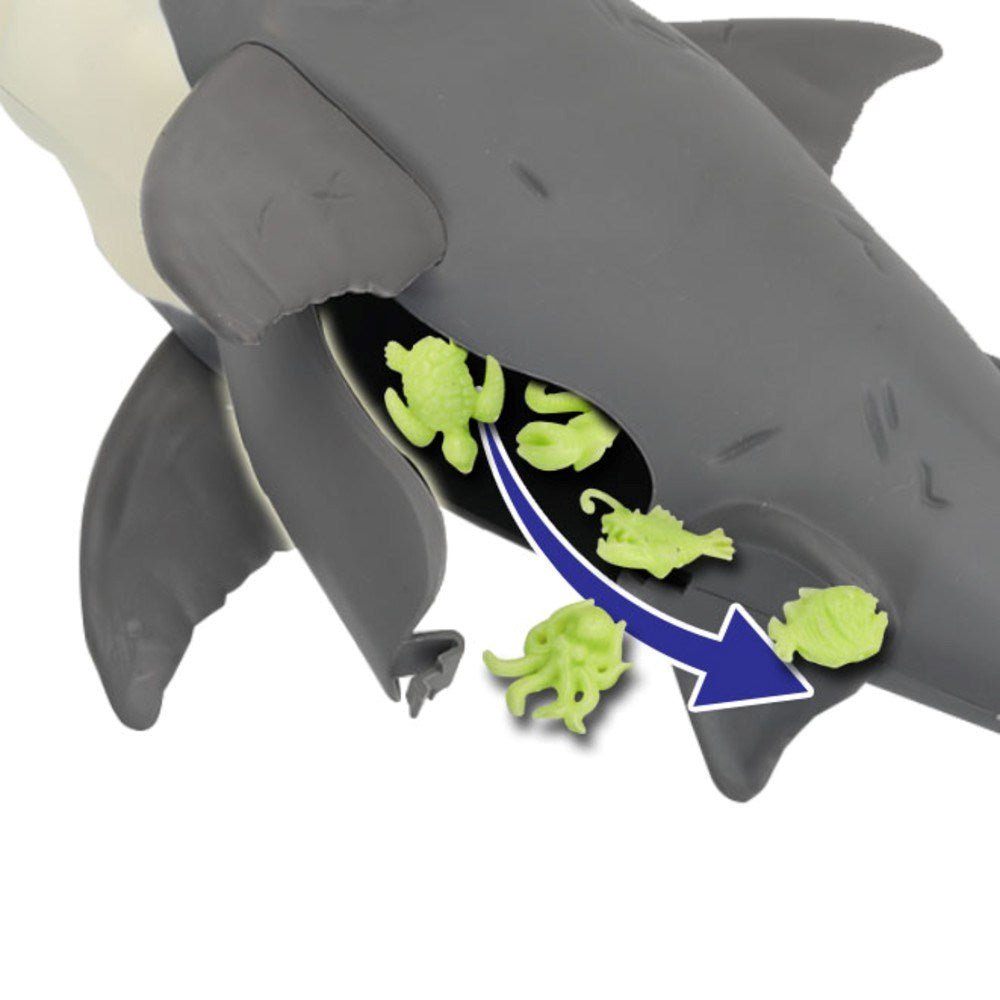 Wild Quest Dev Köpekbalığı Seti 40 cm Boyunda, Isırma Mekanizmalı, Yutma Özellikli ve Karanlıkta Parlayan Deniz Canlıları Oyun Seti - Roket Oyuncak