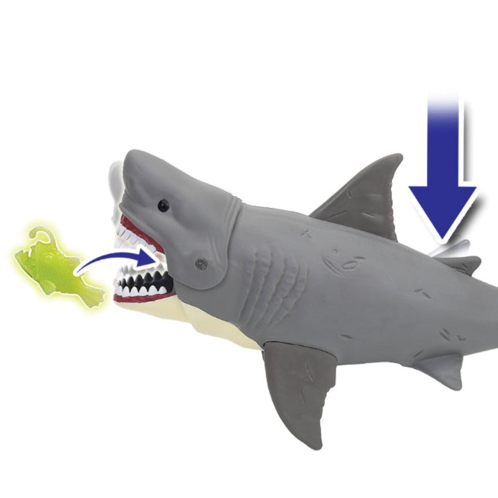 Wild Quest Dev Köpekbalığı Seti 40 cm Boyunda, Isırma Mekanizmalı, Yutma Özellikli ve Karanlıkta Parlayan Deniz Canlıları Oyun Seti - Roket Oyuncak