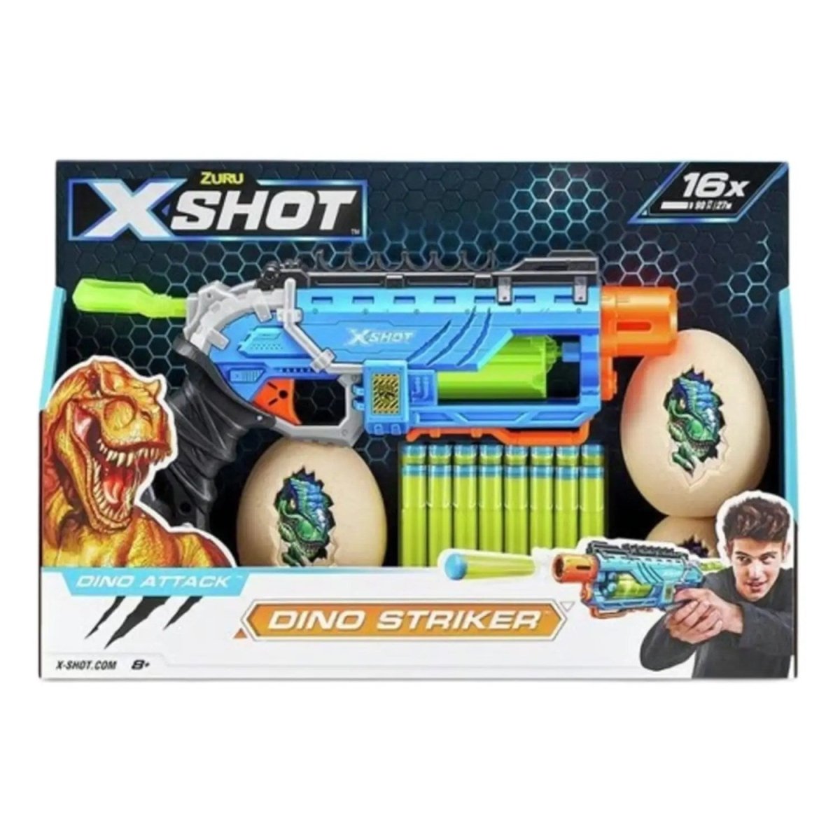 X Shot Dino Striker 16 Mermili Sünger Dart Atan Silah 32 Cm - Roket Oyuncak