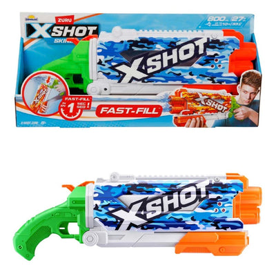 X - Shot Skins Fast Fill Su Tabancası Water Camo 800 ml Geniş Hazne, 10 Metre Atış Menzili, 1 Saniyede Hızlı Dolum Özellikli 49,5 cm Dev Su Tabancası - Roket Oyuncak