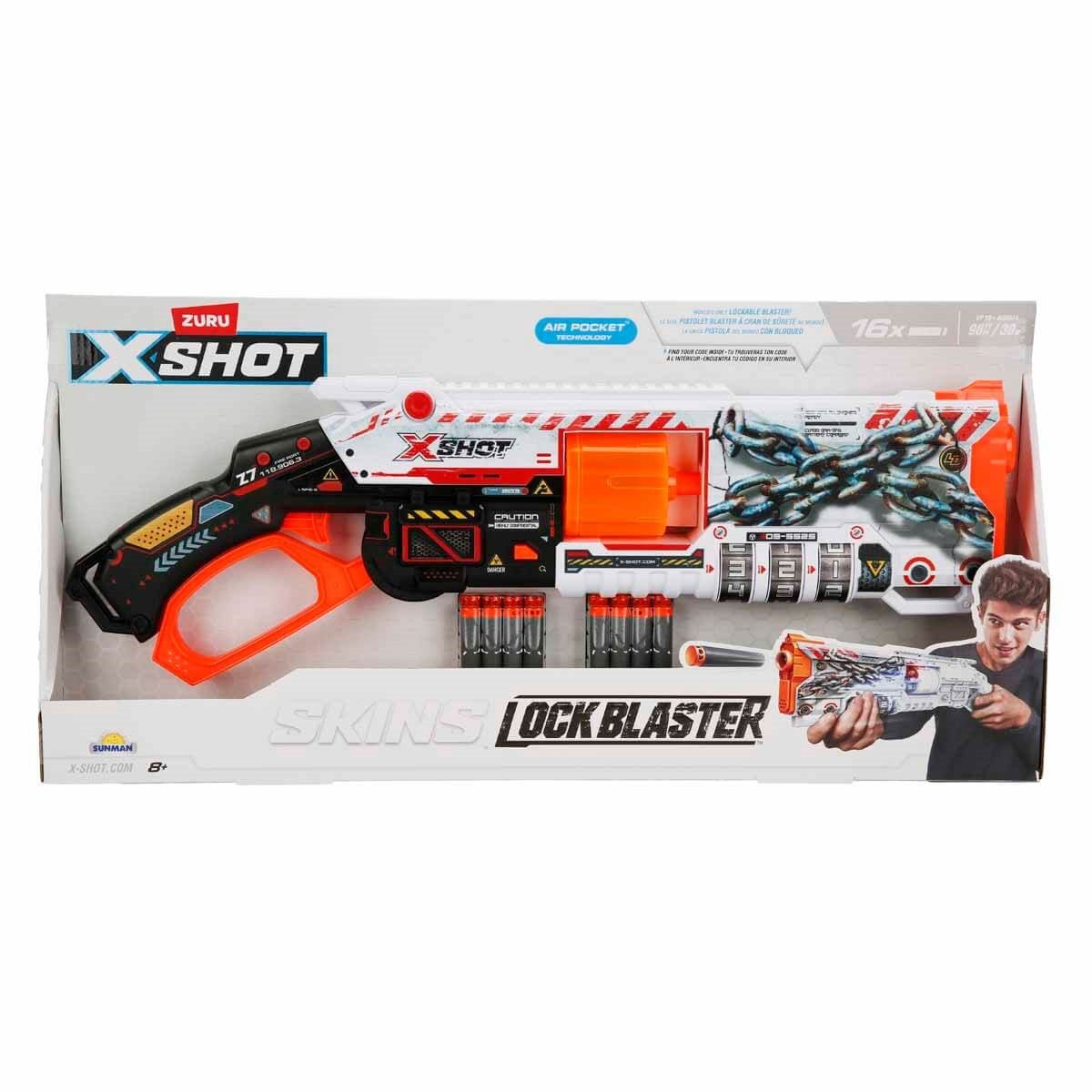X Shot Skins Lock Blaster 16 Mermili Sünger Dart Atan Silah - Roket Oyuncak