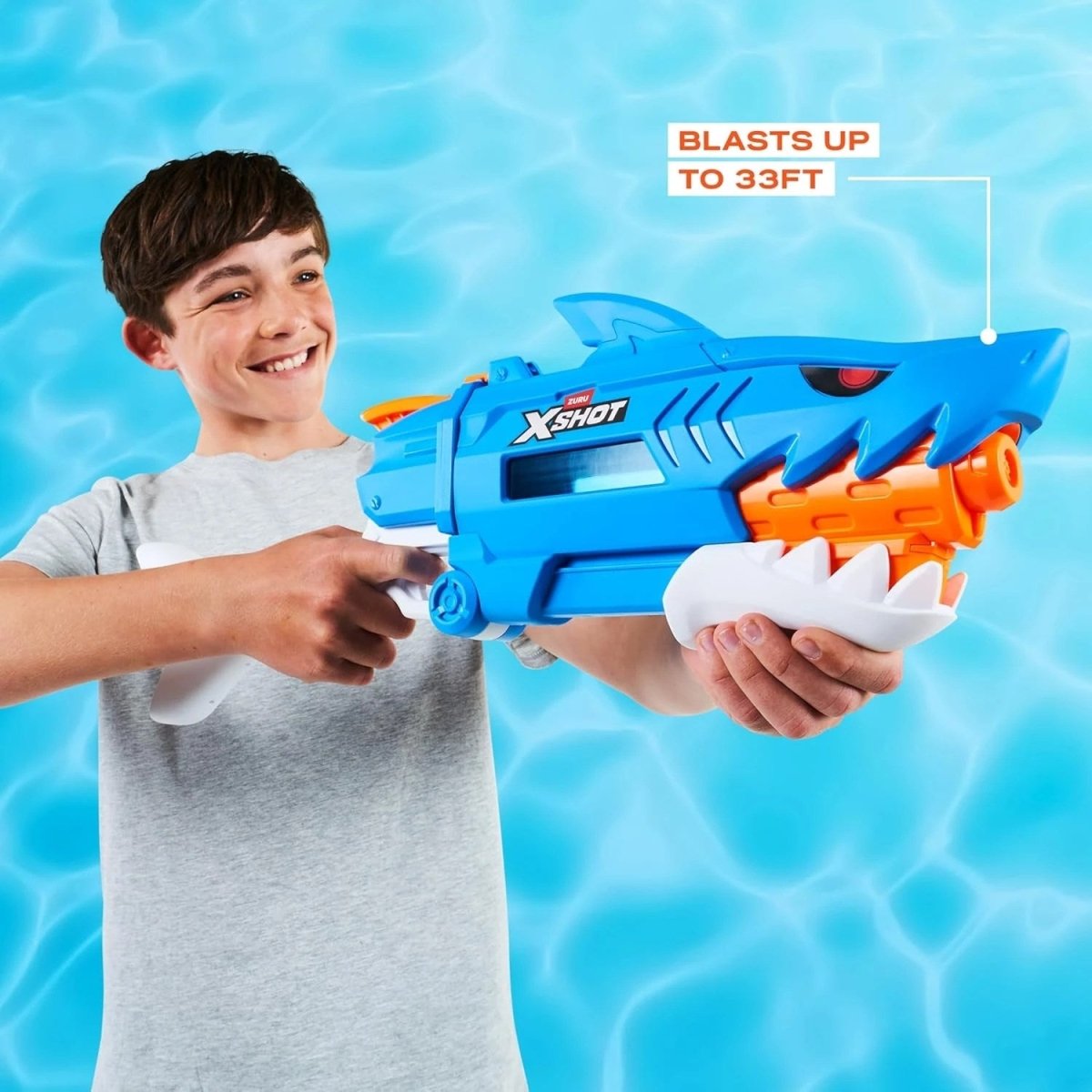 Xshot Fast - Fill Shark Attack Su Tabancası 1 Saniyede Hızlı Dolum Teknolojili, 10 Metre Menzilli Köpekbalığı Temalı Su Blasterı - Roket Oyuncak
