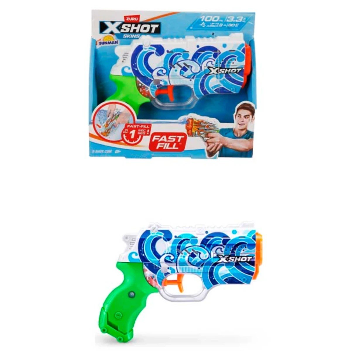 XShot Skins Nano Fast Fill Su Tabancası Hydra 1 Saniyede Hızlı Dolum, 9 Metre Menzilli, 100 ml Kapasiteli Kompakt Su Tabancası - Roket Oyuncak